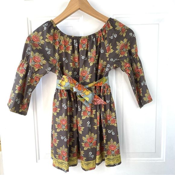 Matilda Jane Girls Platinum Tilley Peasant Brown Tunic Dress Top 10 - Picture 1 of 8